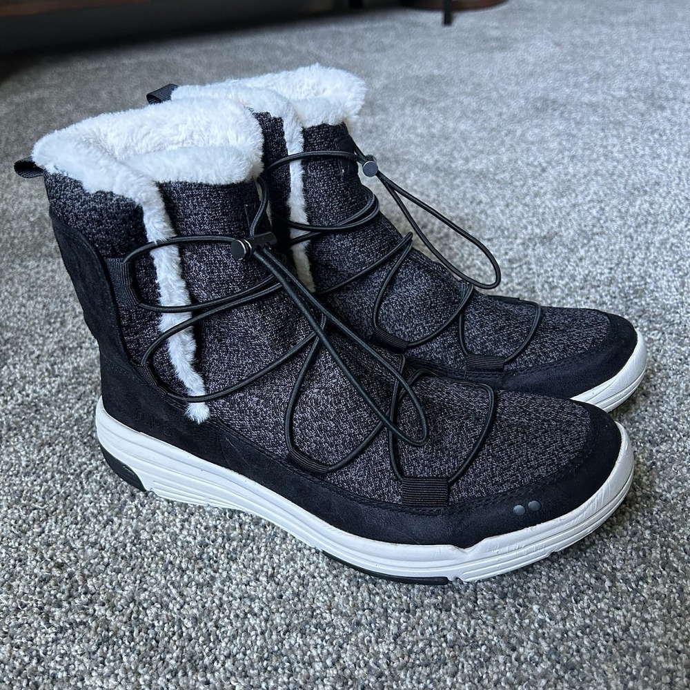 Ryka Aubonne Boots Womens 9.5 Black Faux Fur Lined Winter Snow Boots